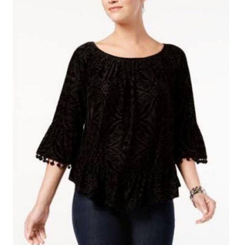 NWT Style & Co Black Velvet Top